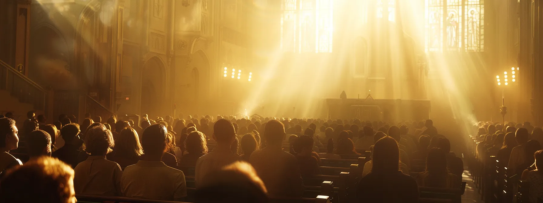 a striking visual of a diverse congregation gathered in a sunlit sanctuary, passionately engaged in worship, symbolizing the vibrant beliefs of the nazarene church contrasted with the varied expressions of faith from other christian denominations.